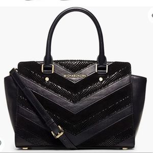 Michael Kors Selma chevron satchel multi black
